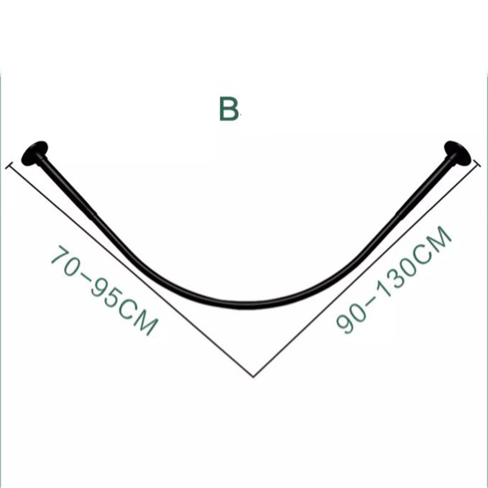 Douchegordijnstang L-vorm, roestvrij staal verstelbare douchegordijnstang, gebogen douchestang, hangende douchepaal, voor badkamer kleedkamer, zilverkleur (maat: D 70-95 cm x 105-165 cm, kleur