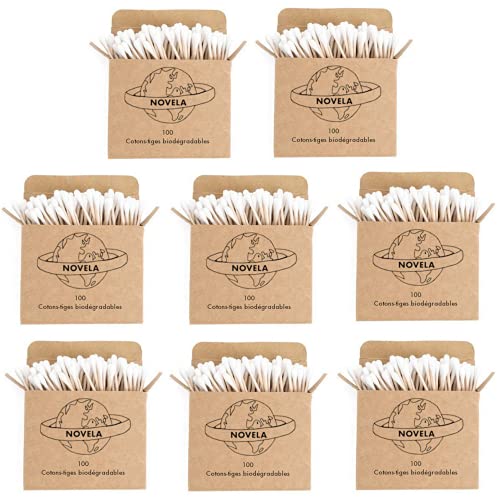 Coton-tige en bois 800 unités | Coton-tige bio | Emballage écologique | Recyclable et biodégradable | Marque française Novela Global Cover
