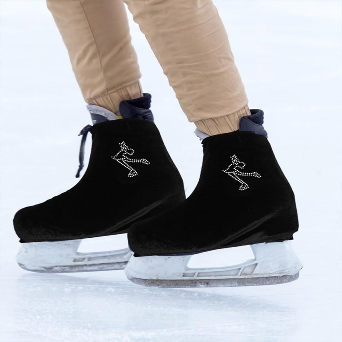 Didiseaon 3 Pares Fundas para Patines de Hielo, Poliéster Negro, Talla