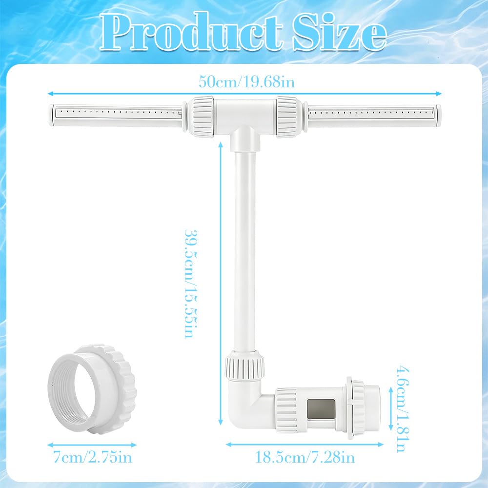 Fontana per Piscina a Doppio Spray, Cascata Fontana Sprinkler Piscina Regolabile a 360° per Piscine Fuori Terra e Interrate Cascata per Piscina con Adattatore Adatta a Piscine Fuori Terra e Interrate