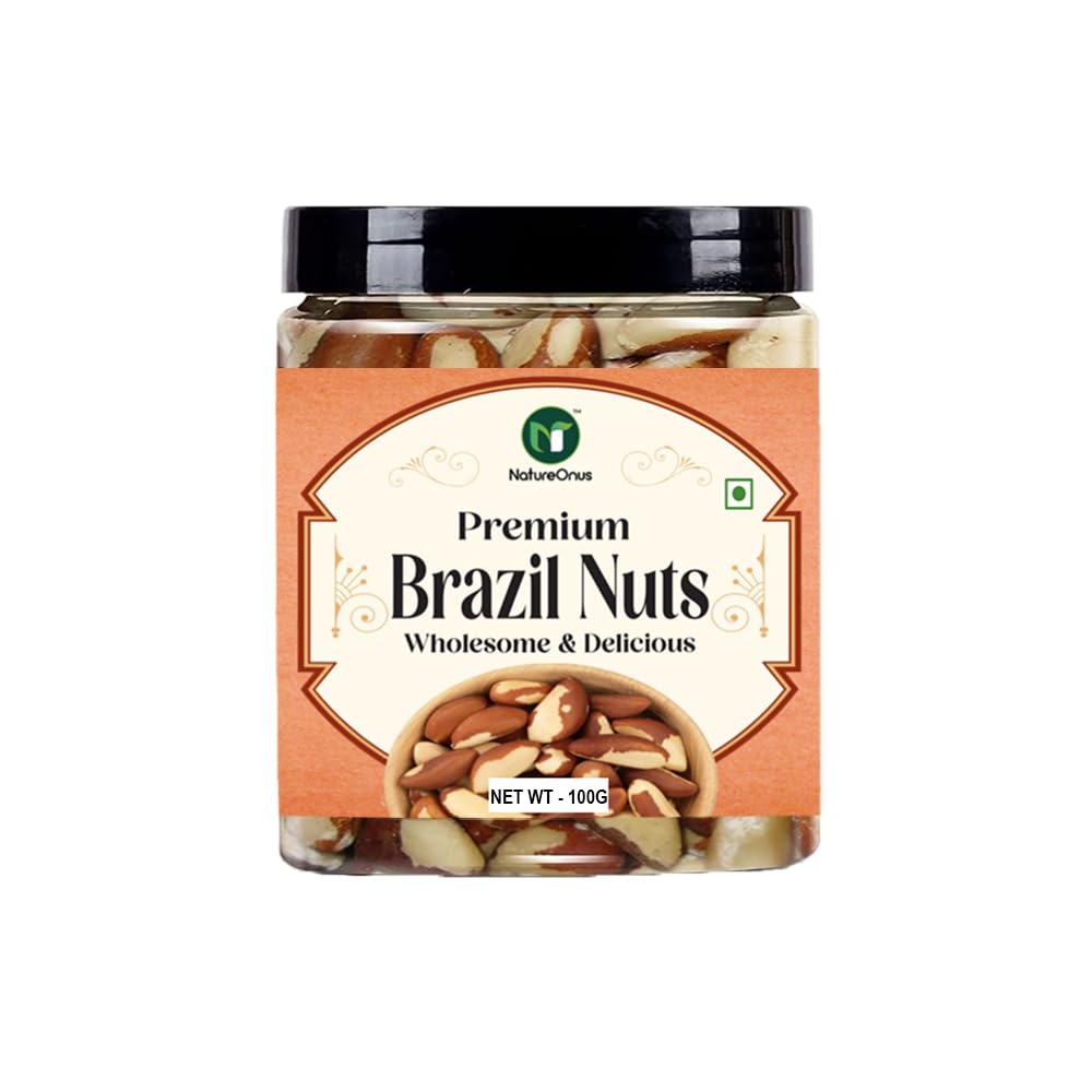 NatureOnus Premium Jumbo Brazil Nuts 100gms | Premium Grade Brazil Nuts for a Nutritious Delight | Dry Fruits | Whole Natural Brazil Nuts are loaded with high selenium contents