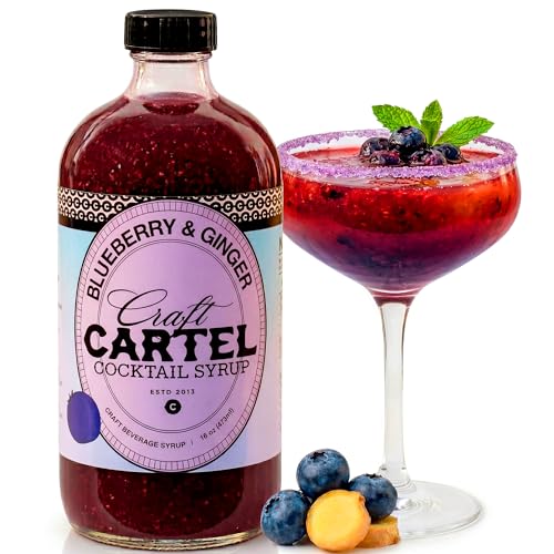 Craft Cartel Blueberry & Ginger Cocktail Syrup Mixer | 16oz | Craft Cocktail & Mocktail Mix | Just Add Alcohol