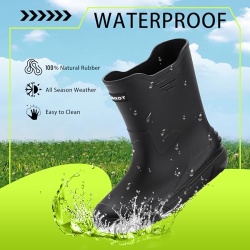 Hsttgsr Rain Boots for Men Waterproof Fashionable Rubber Boots Non-slip Outdoor Garden Boots Mid Calf Muck Work Shoes Comfort Lightweight Rainboots for Fishing Climbing2