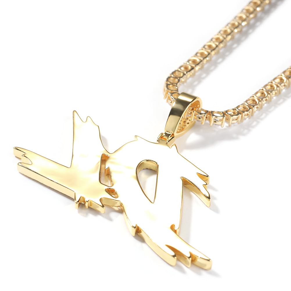 Collana Iced Out con ciondolo personalizzato a lettere grandi, collana con nome personalizzato per uomo, placcata in oro 18 carati con zirconi 5A ciondolo con iniziale dell'alfabeto