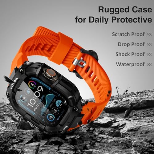 Image of ULTIMAL Rugged Band with Case for Apple Watch 49mm, Military-Grade Shockproof Protective Strap for Men, All-in-One Outdoor Sport Watch Band Compatible with Apple watch Ultra 3 /2 /1 (Orange)
