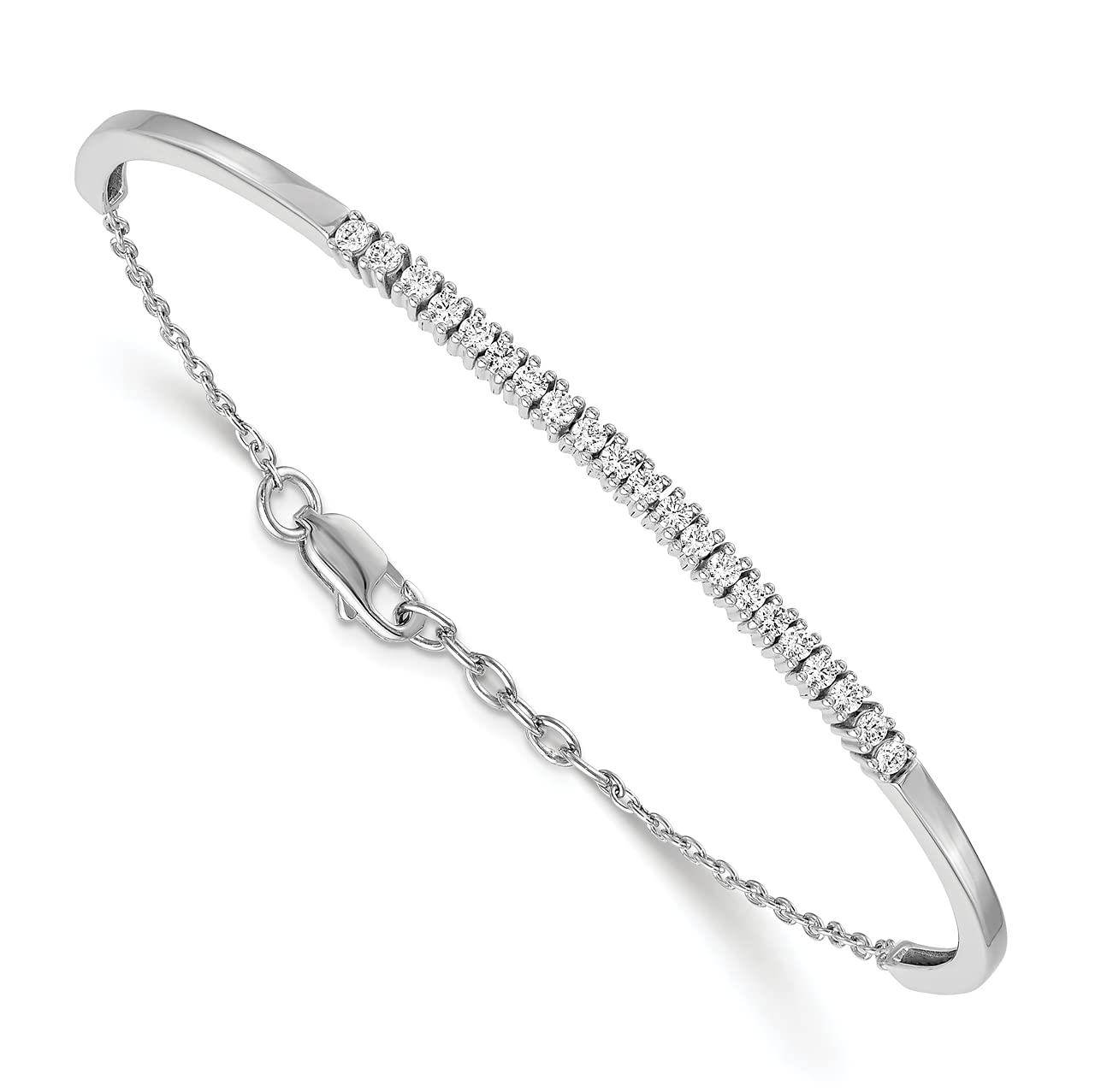 Lex & Lu 14k White Gold Lab Grown Diamond SI1/SI2, G H I, Bangle Bracelet LAL6