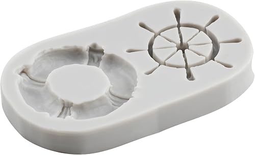Miniatura 6 de MYPRACS Moldes de silicona para timón de anclaje de barco, molde de fondant, boya salvavidas para barco de vela, molde de gancho para decoración de