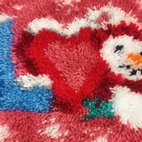 Image of Howie's Latch Hook Kits for Adults, DIY Christmas Latch Hook Kit Rug Crochet Yarn, Color Preprinted Pattern Embroidery Decoration (Love-Snowman, 19.69 x 14.96 inch)
