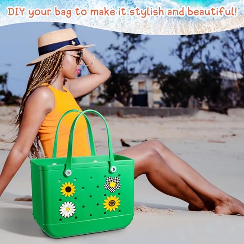 Rubber Beach Bag Accessories Charms for Flower?Bogg Bag decorations for differents ornament with 0.5'' dia Hole-5 Pack 6