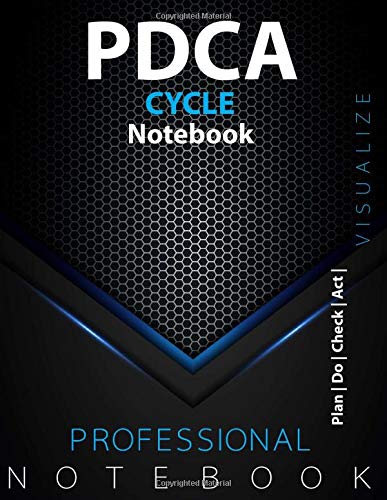PDCA CYCLE, DEMING CYCLE Notebook, Kanban Vision/Task Board, Plan | Do | Check | Act |, Manage your Project, Visualize Your Work, Improve ... 8.5x 11inches, Glossy cover pages, Black Hex
