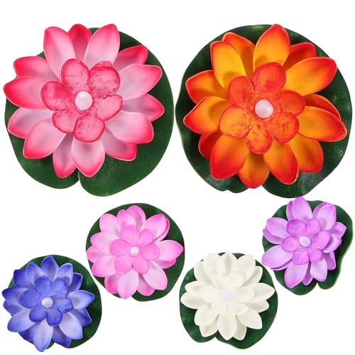 Alipis Lotus Candle 6pcs Lotus Lights Lily Candles Light Decorative Candles Pool Lights Float for Garden Weddings