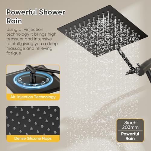 Cabezal Ducha Dual de Lluvia y Manual, Negro Mate miniatura 5
