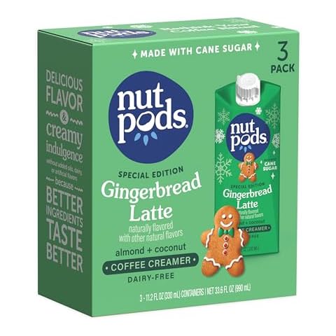nutpods Gingerbread Latte Non Dairy Coffee Creamer, Sweetened with Organic Cane Sugar, Made from Almonds and Coconuts, Gluten Free, Non-GMO, Vegan, Kosher, Plant Based (3-Pack) Cover
