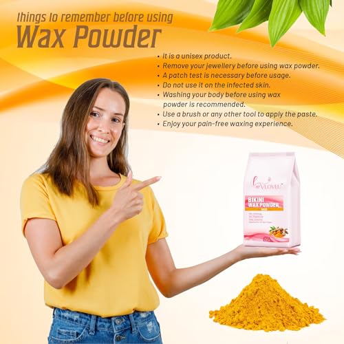Image of VLOVEU - Bikini Wax Powder for Women - 5 Minutes Painless Herbal Wax Powder for Hair Removal|Easy to Use at Home, No Chemicals - No Irritation, Bikini Wax for Women and Girls (120g) (Halldi)