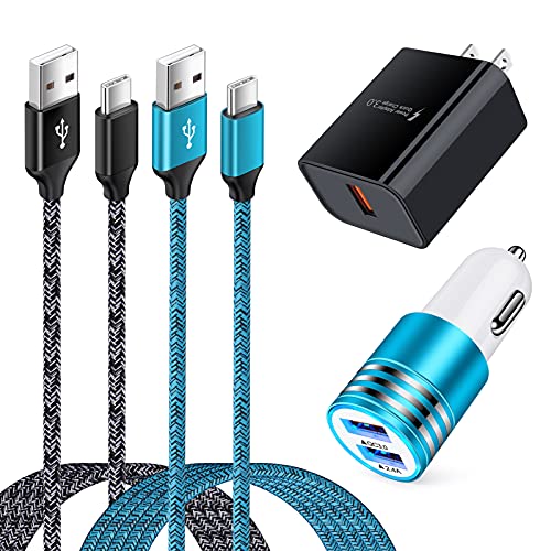 30W Fast Car Charger Type C Cable QC3.0 Wall Plug Fast Charging for Samsung Galaxy A25 A15 A53 A03S A14 A13 S23 S22 Ultra S21 S10 S9 S10 S8 Plus A20 A50 A11 A71 A32 A12, Moto One 5G UW ace/razr/Edge+
