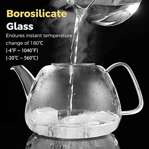 Luvan 1300ML Tetera de Vidrio con Infusor, Hervidor de Agua de Vidrio Borosilicato con Colador Removible para 4-6 Tazas… - Imagen 6