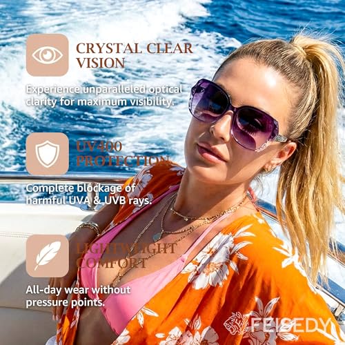 Image of FEISEDY Oversized Sunglasses for Women Square Polarized Sparkling Frame B2289