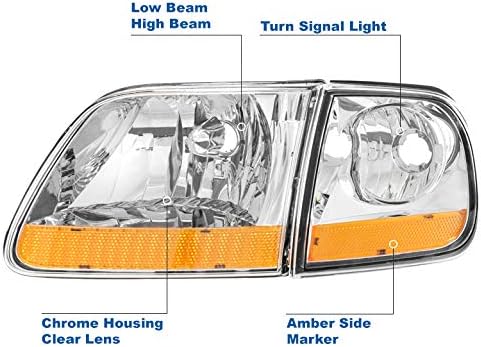 Miniatura 2 de Faros delanteros de repuesto cromados compatibles con Ford F-1501997-2002 Expedition 1997-2002