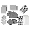 LANE LINEN Kitchen Towels & Dishcloths Set – 20-Piece Kitchen Essentials for New Home, Heat-Resistant Oven Mitts & Pot Holder, Absorbent Flour Sack Towels – Black