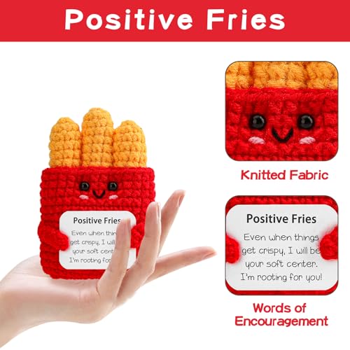 Image of Hoedia Emotional Positive Fries Crochet Gifts: Birthday Gifts for Friend Women Sister Coworkers- Cheer Up Cute Funny Knitted Fries Christmas Stocking Stuffers