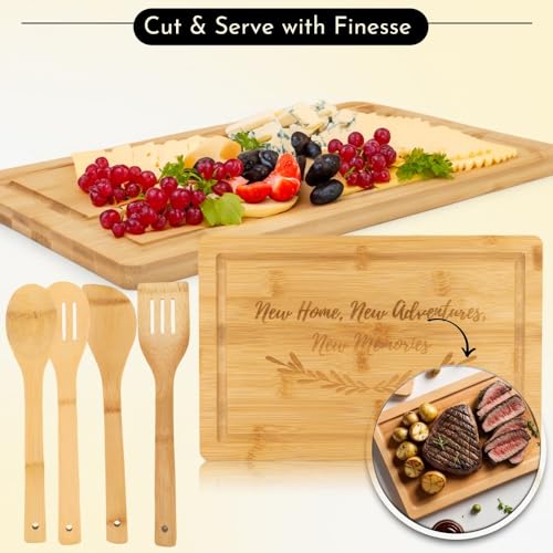 Happy Banana House Warming Gifts New Home – Home Essentials for New Home Gift Set Includes Scented Candle, Bamboo Cutting Board, Soap Set, Towels, Salt and Pepper Shaker – Luxury New House Must Haves - Image 4