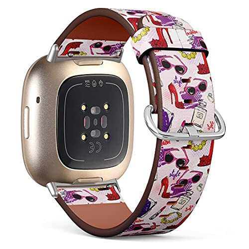 Mingdao MINGDAO-W-VERSA3-A0956 Compatible With Fitbit Fitbit Sense / Versa 3 Patterned Leather Replacement Band cover