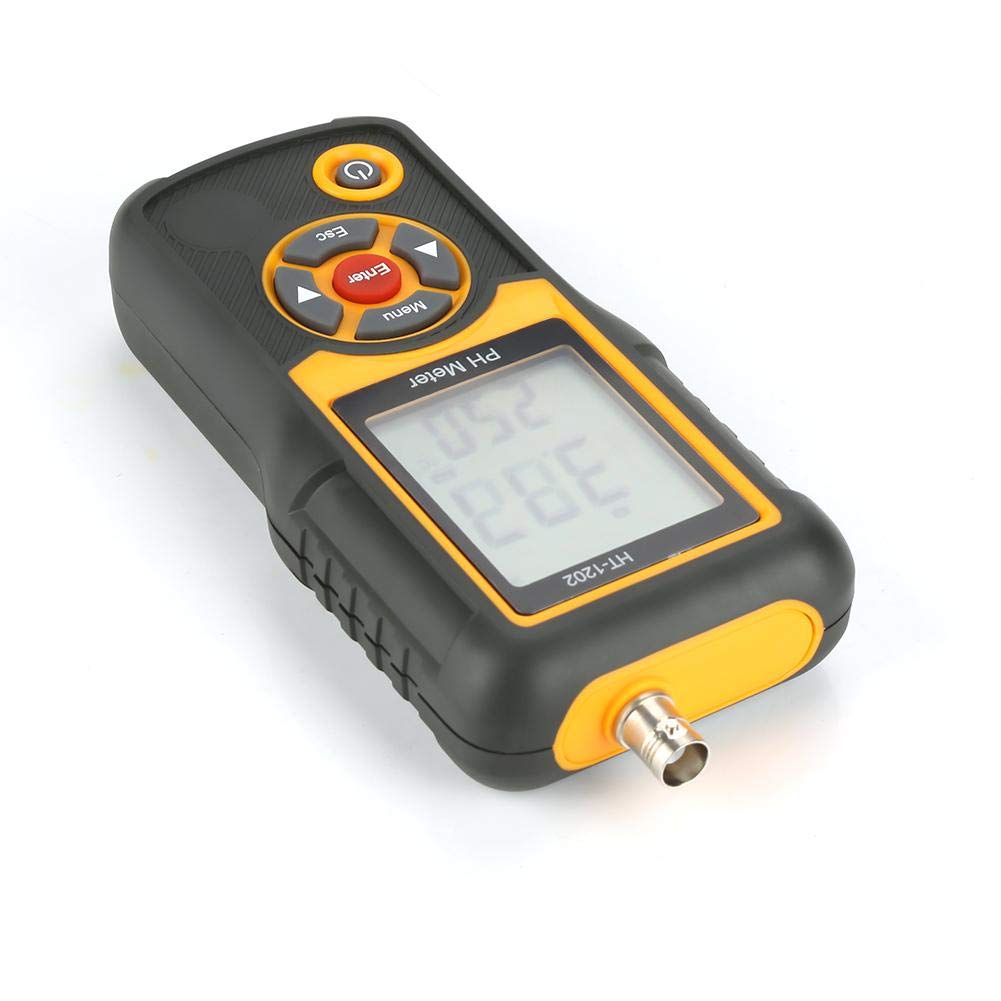 Oumefar Testeur pH Numérique Haute Précision 0.00 à 14.00, HT-1202 avec Mesure Température, Grand Écran LCD Rétroéclairé pour Eau, Aquarium, Piscine, Laboratoire