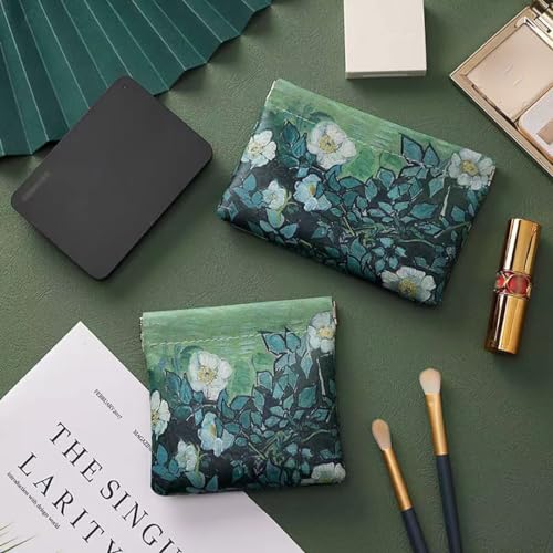 2 PCS Small Leather Cosmetic Bag for Purse - Mini Makeup & Coin Organizer Gift Set for Women - Snap Closure Travel Pouch for Lipstick, Keys, Charger Cable, Coins4