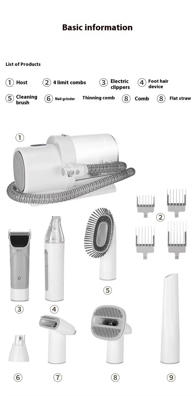 Kit de aseo para perros con aspiradora, cortaúñas para gatos, succión 99% de pelo de mascotas, kit profesional de aseo para mascotas con 7 herramientas probadas para aseo, kit de aspiradora de aseo
