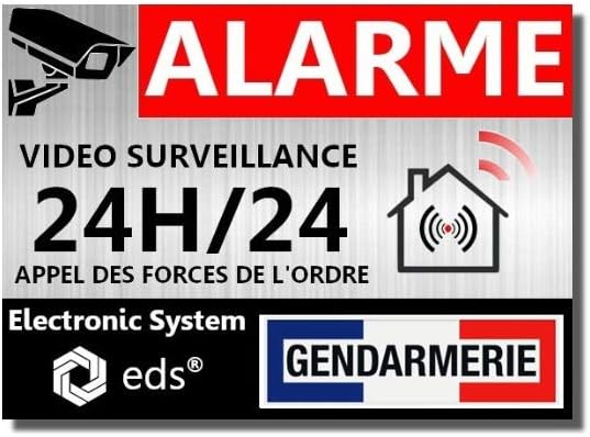 Stickers Alarme Vidéo 24/24 - Effet Métal | Lot 8 | Sécurité Maison & Commerce