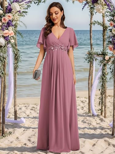 Image of Ever-Pretty Womens V Neck Applique Mother of the Bride Dresses Formal Dress