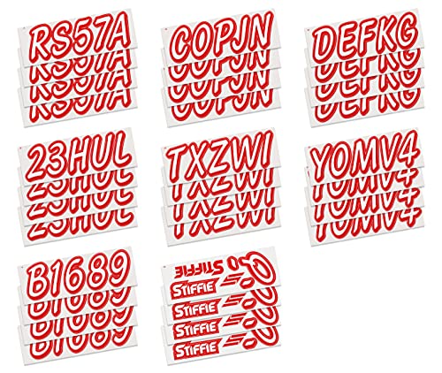 Image of Whipline Solid White /Red 3 inch Alpha-Numeric Registration Identification Numbers Stickers Decals for Boats & Personal Watercraft