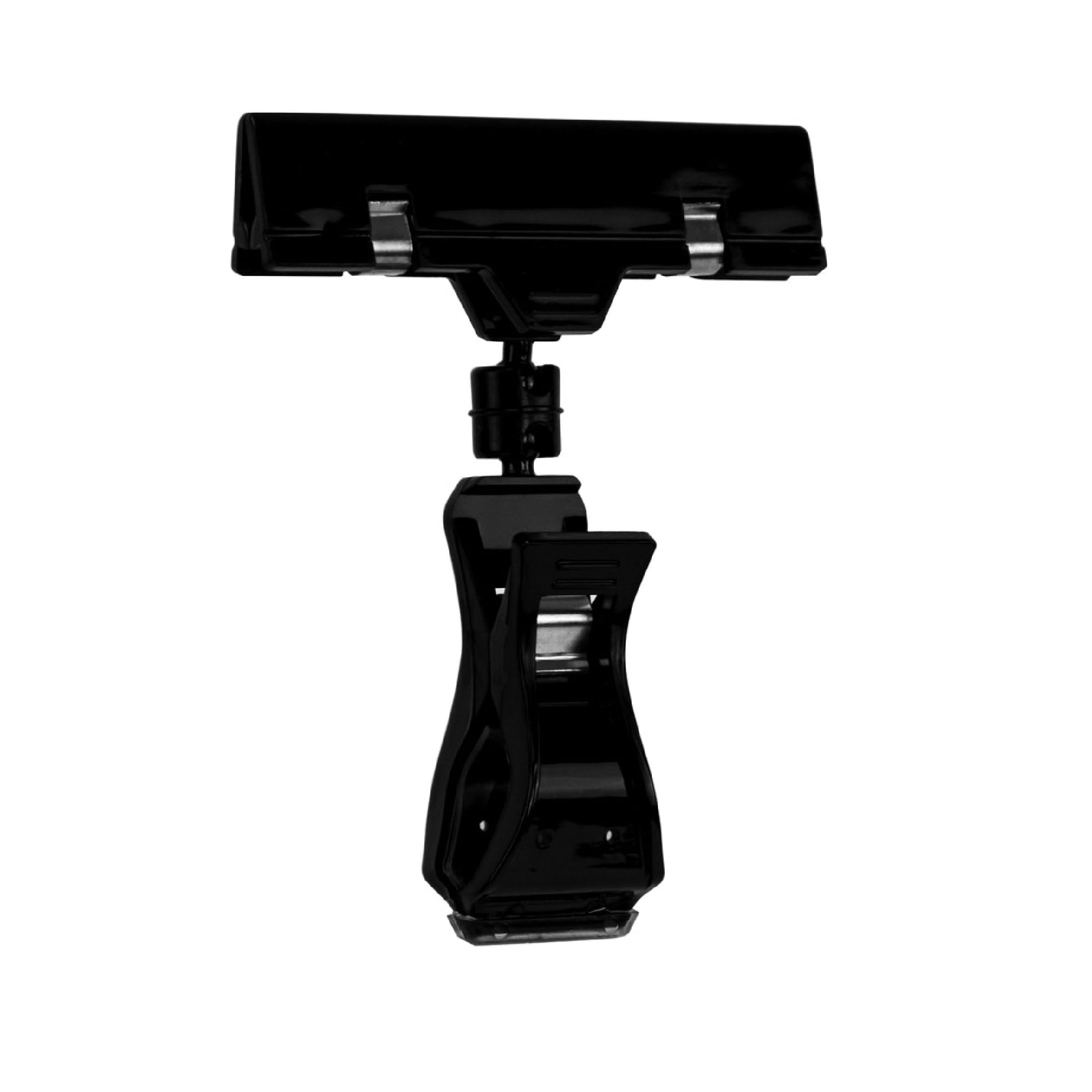 THE GLOBAL DISPLAY SOLUTION POP Rotating Sign Clip | 3 1/8" w Sign Holder | 1" Grip Capacity Clip | 25 Pack | 4" Black