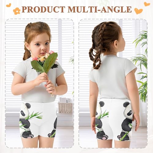 Joisal Watercolor Cartoon Panda Bear White Girls' Biker Shorts Toddler 4t Shorts for Under Dresses Cotton Summer Clothes4