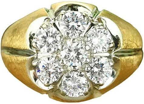 3.00Ct Round Cut Diamond Cluster Men's Engagement Wedding Band Ring 14k Yellow Gold Finish