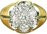 Vaishnav Jewels Round Cut Lab Diamond Cluster Ring, 3.00 Ct, Men's Wedding Band, 14K Yellow Gold Plated, Sterling Silver (yellow, 10)