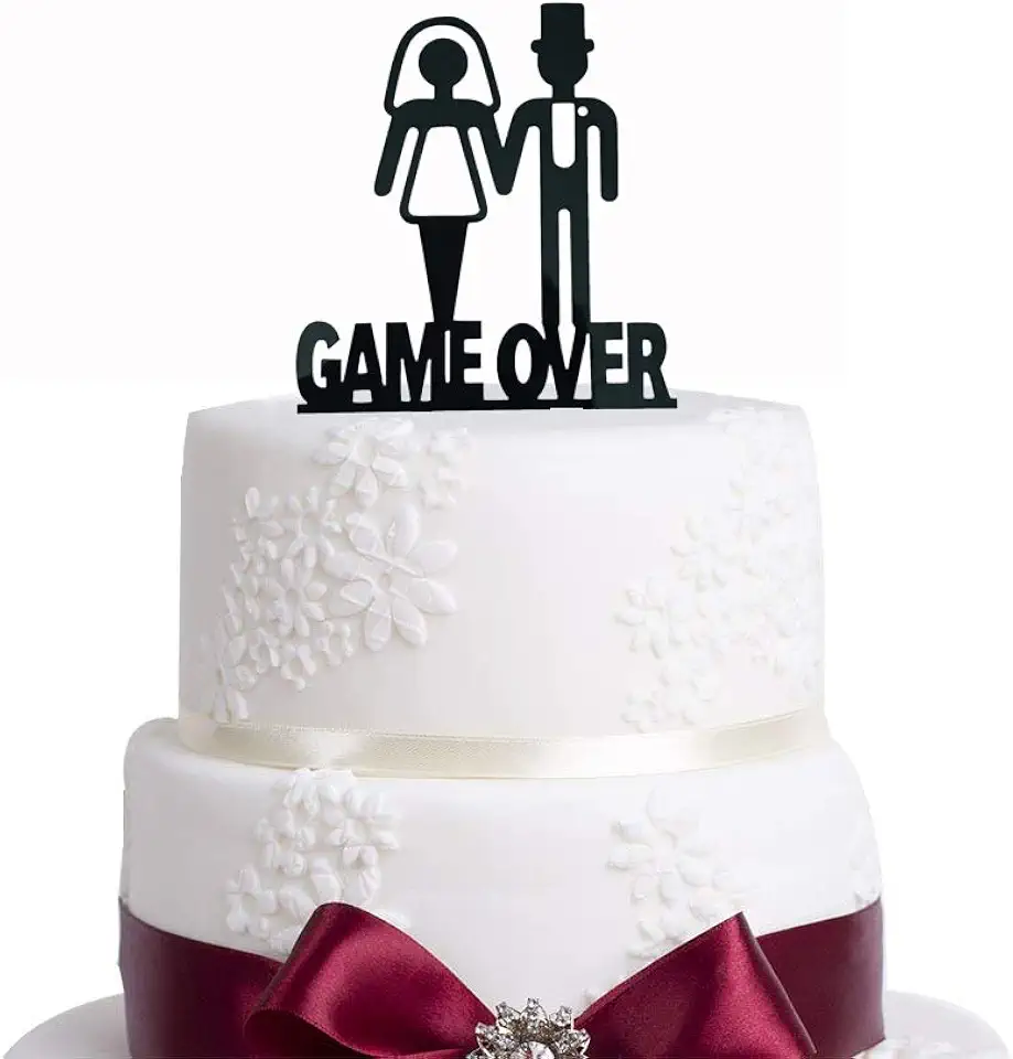 Funny Wedding Party Decorations, GAME OVER Cake Topper,...
