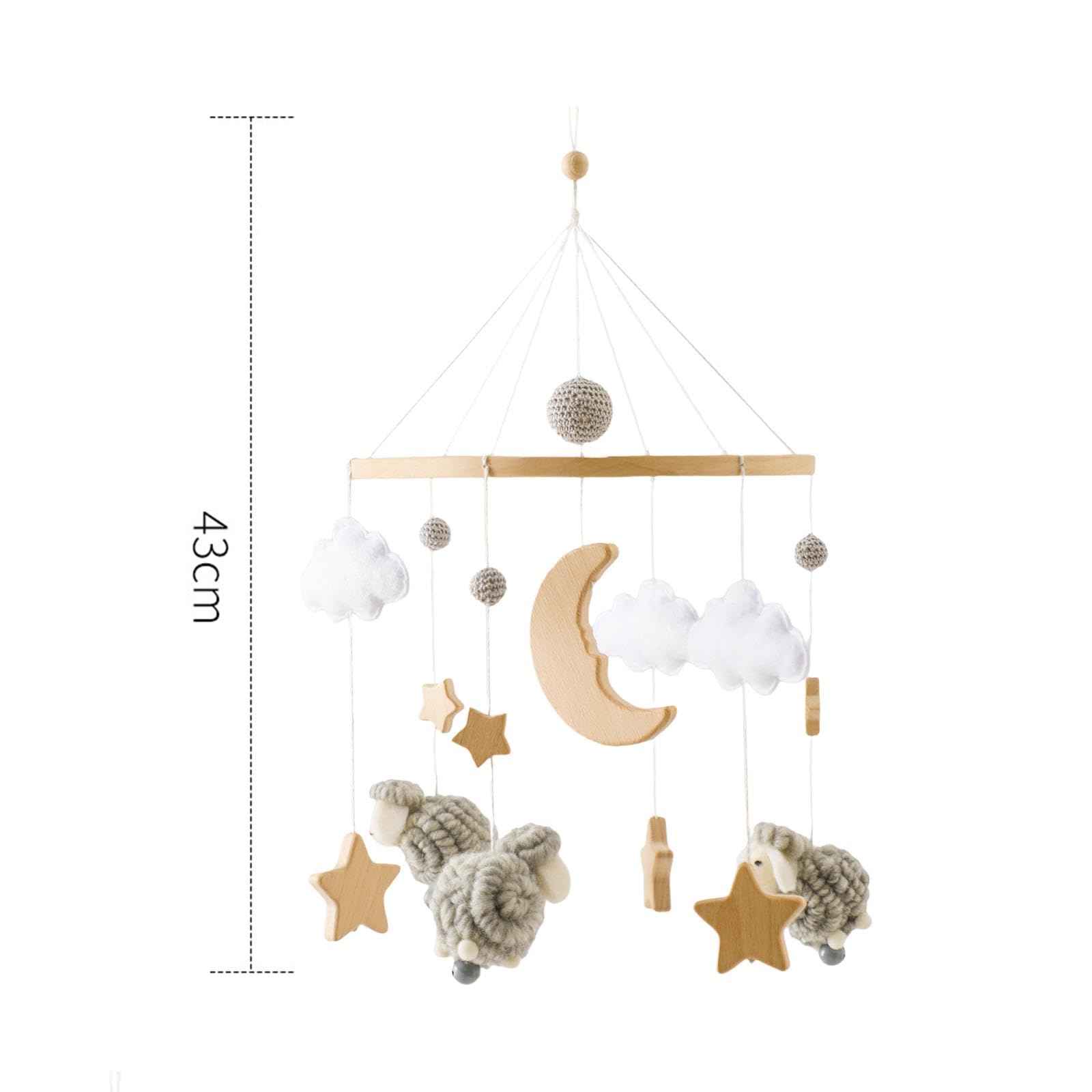Crib Mobile with Felt Ornaments for Infant Development, Gray