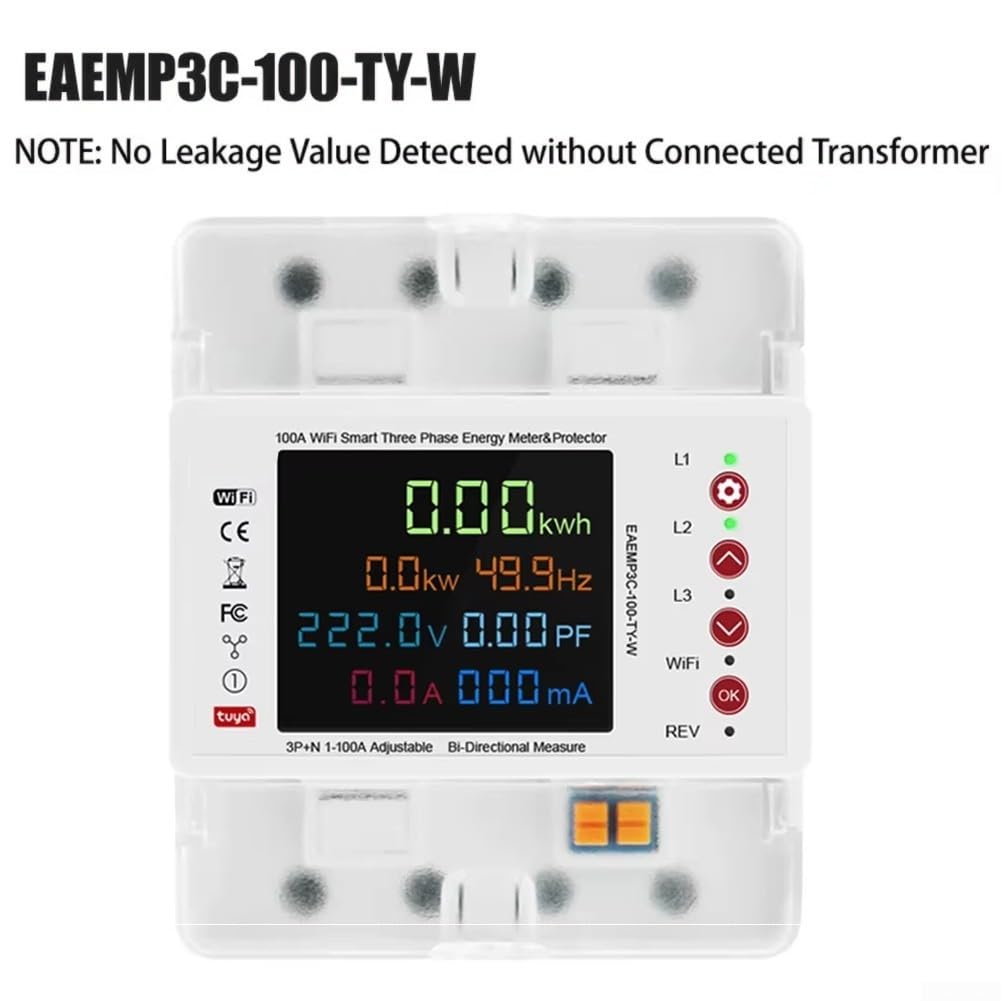 Contatore di energia trifase 4P Smart WiFi con protezione contro le perdite, compatibile con tuya, display LCD, protezione da sovratensione, controllo remoto, soglia regolabili per applicazioni