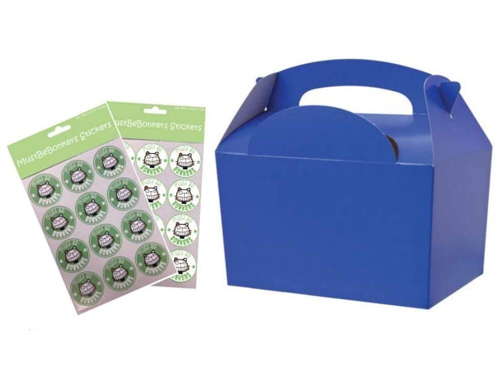Plain Coloured Meal Box for Children/Kids - Perfect for Picnics, BBQs, and Birthday Parties - Fully Compostable, Biodegradable and Eco-Friendly - With Seal Stickers (Dark Blue, 30 Packs)