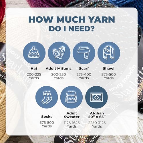 Image of Mary Maxim Starlette Sparkle Yarn, Medium Worsted Weight Yarn for Knitting and Crocheting, Acrylic Polyester Blend for Blankets, Clothing, and Decor, 196 Yards Ice Blue