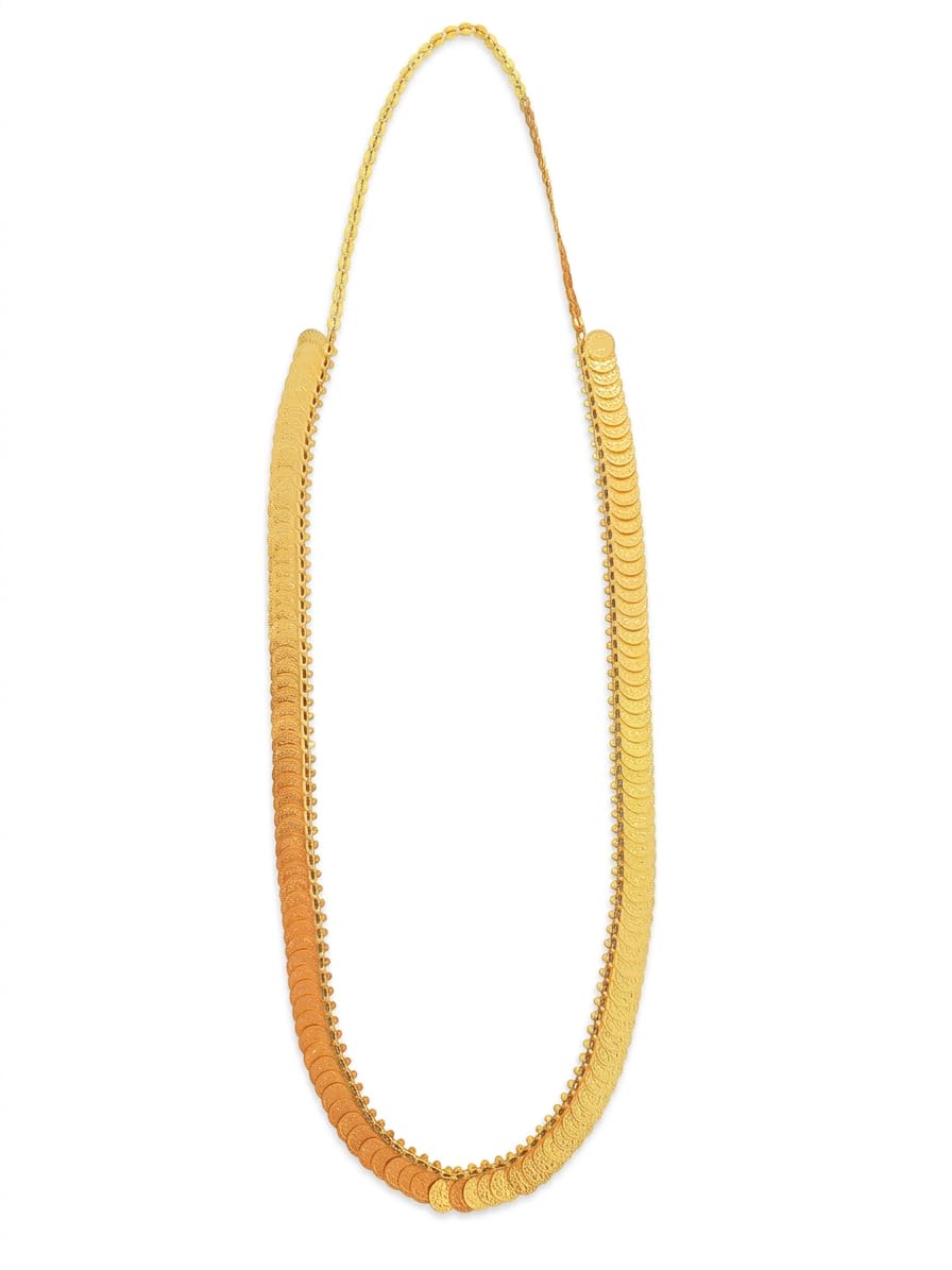 Kerala Style Kasu Malai Necklace for Women | Traditional South Indian Coin Haram Necklace | Temple Jewellery Long Gold Finish Chain for Saree-image-42