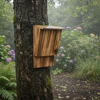 Relaxdays Nichoirs pour Chauves-Souris, Lot de 2, Finition brûlée, 34×22,5×12,5 cm, Naturel