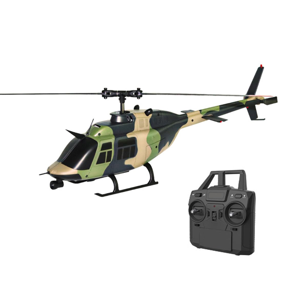 BuildCubes C138 1/33 206 RC Helicopter, 2.4G 6CH RC Helicopter Outdoor Indoor, Hobby RC Aircraft, Optical Flow Positioning, RC Military Aircraft, Toy Gifts -RTF