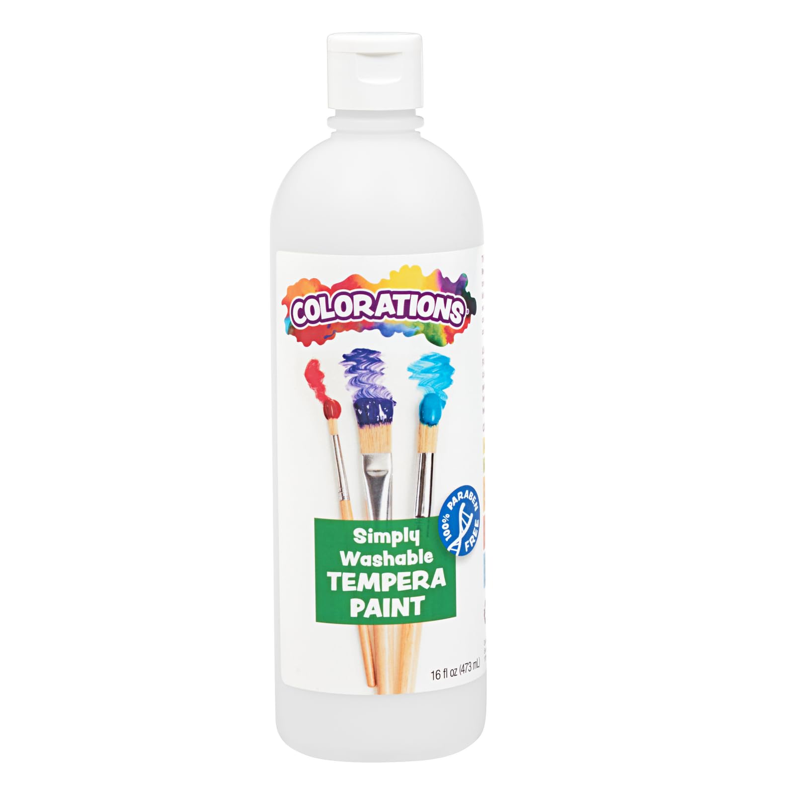 Colorations WSTWH Washable Tempera Paint, 16 fl oz, White, Non Toxic, Vibrant, Bold, Kids Paint, Craft, Hobby, Fun, Art Supplies