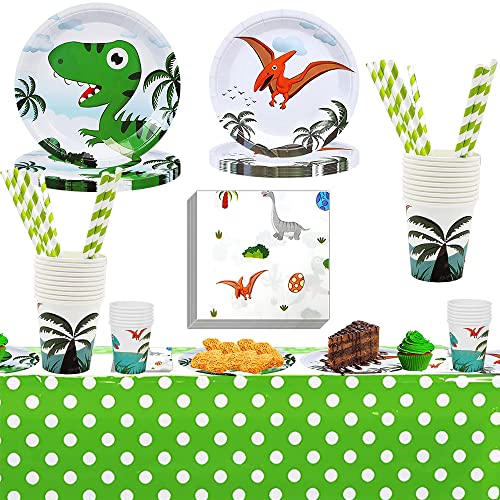 69 Piezas Platos Dinosaurios Fiesta,Juego de Vajilla Cumpleaños Dinosaurios,Vajilla Cumpleaños Dinosaurios,Platos y Vasos de Dinosaurios para Cumpleaños,Fiesta Dinosaurios Cover