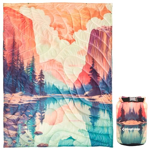 KingCamp Camping Blanket Lightweight Outdoor, Warm Travel Blanket, Sleeping Blankets Ultralight with Snap Button, Sleeping Quilt for indoor,Traveling, Hiking, Picnic