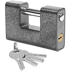 Candado Grueso Kurtzy Candado Resistente con 4 Llaves - Candado Seguro Acero Endurecido Monobloque – Grillete Grueso 12 mm - Candados para Puertas, Contenedor, Cobertizo, Portones, Garaje y Almacenes