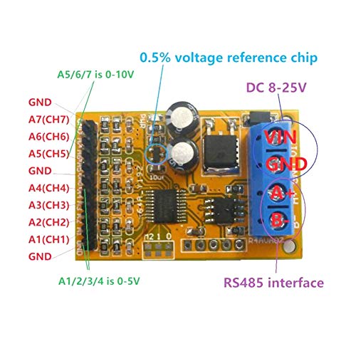 Image of 7 Channel Voltage Analog Collector with RS485 Modbus RTU Support for PLC Monitoring