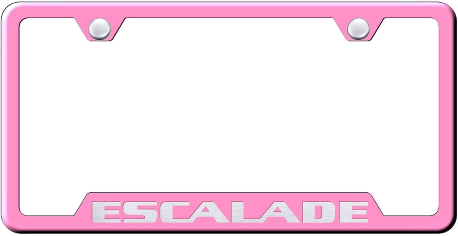 Au-TOMOTIVE GOLD Laser Etched Logo Cut-Out License Plate Frame for Cadilac Escalade (Black)